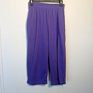Vintage 80s Roamans Purple Capri Pants Elastic Waist Knit Sweatpants Medium